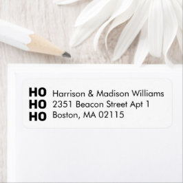 Etiqueta Ho Ho Ho Black White Christmas Return Endereço