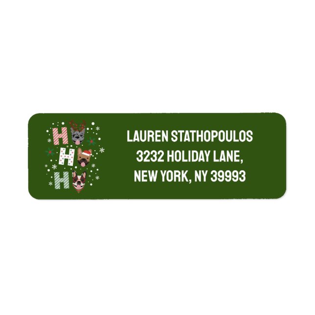 Etiqueta Ho Ho Ho Buldogue Francês Feliz Natal (Frente)