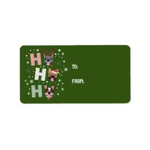 Etiqueta Ho Ho Ho Buldogue Francês Feliz Natal