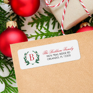 Etiqueta Holiday Laurel Wreath Monograma