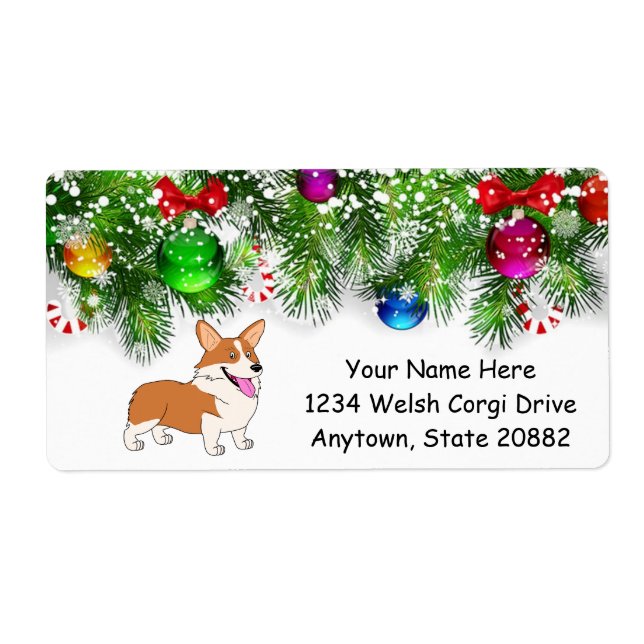 Etiqueta Holiday Smiling Welsh Corgi (Frente)