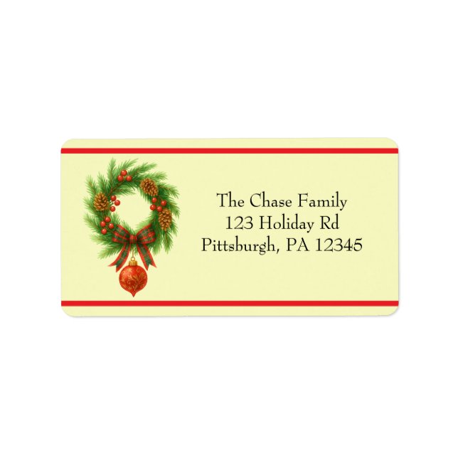 Etiqueta Holiday Wreath address  (Frente)
