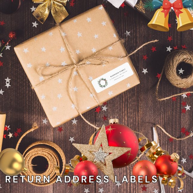 Etiqueta Holly Berries Wreath de Natal (Criador carregado)