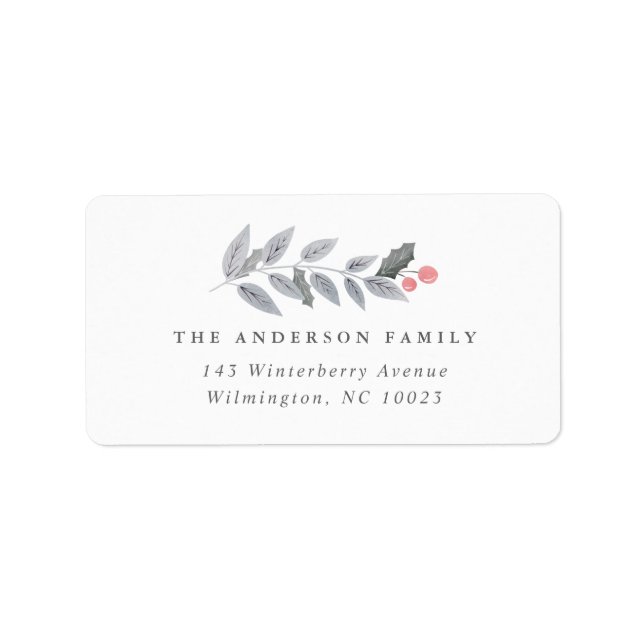 Etiqueta Holly Berry Leaf Branch Garland Natal (Frente)