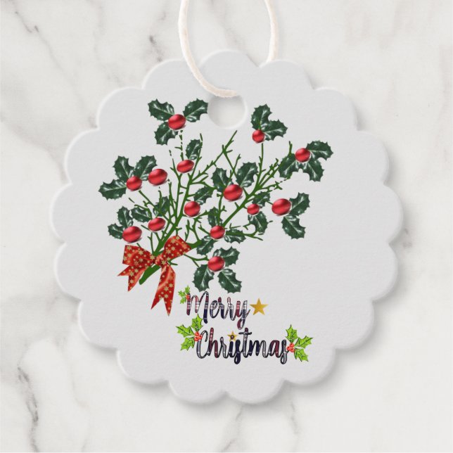 Etiqueta Holly Branch Gift (Frente)