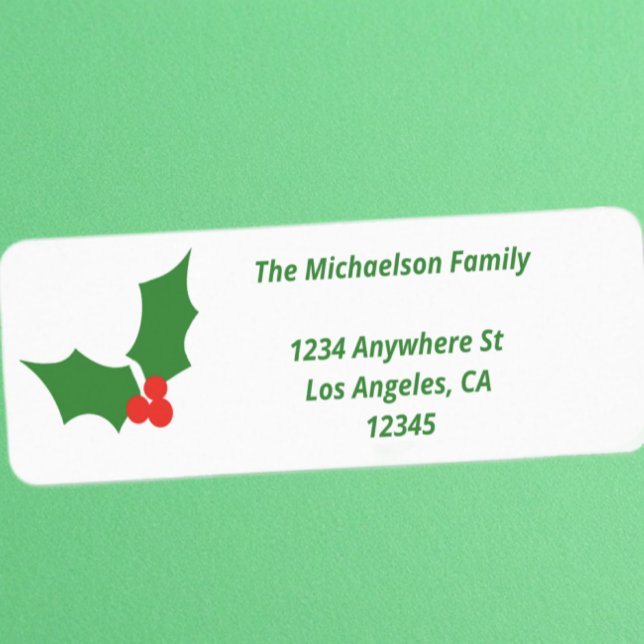 Etiqueta Holly Christmas Return Address (Criador carregado)