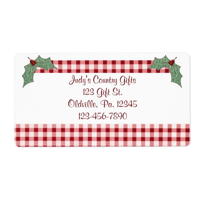 Etiqueta Holly e Gingham Label (Frente)