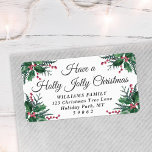 Etiqueta Holly Jolly Christmas Greenery Endereço de Devoluç<br><div class="desc">Tenha um Natal sagrado, é a melhor época do ano! Adicione um toque de acabamento de na moda aos envelopes de cartão de feriado com elegantes etiquetas de endereço de devolução personalizadas. Todo o texto sobre esta modelo é simples de personalizar para incluir qualquer texto, como Feliz Natal, Feliz Férias,...</div>