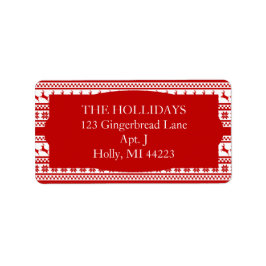 Etiqueta Holly Jolly Red Nordic Impressão Reindeer Natal