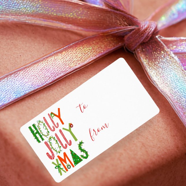 Etiqueta HOLLY JOLLY XMAS Feriado doce Natal (HOLLY JOLLY XMAS Sweet Holiday Christmas TO FROM Gift Label Sticker
)