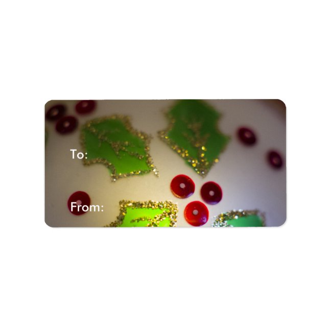 Etiqueta Holly Leaf e Berries Ornament Gift Labels (Frente)