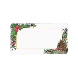 Etiqueta Holly & Pine Vazio DIY Endereço de Feriado do Impr