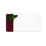 Etiqueta Holly Red Christmas Plaid Blank<br><div class="desc">Blank address labels with festive holly leaves and berries with red plaid pattern.</div>