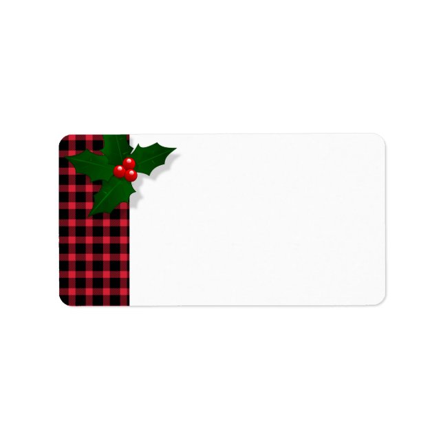 Etiqueta Holly Red Christmas Plaid Blank (Frente)