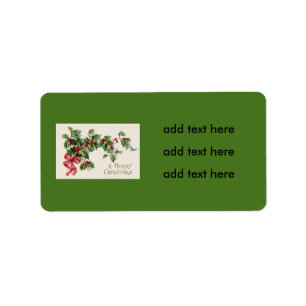 Etiqueta Holly Winterberry Red Ribbon