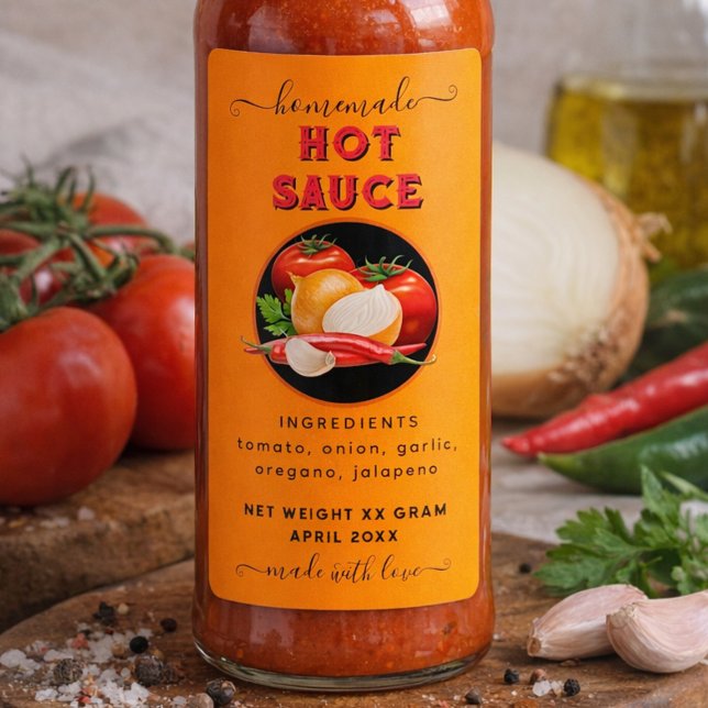 Etiqueta Homemade hot sauce orange label (Criador carregado)