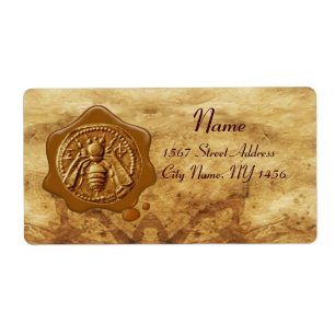 Etiqueta HONEY BEE ,BEEKEEPER WAX SEAL,Brown Parchment