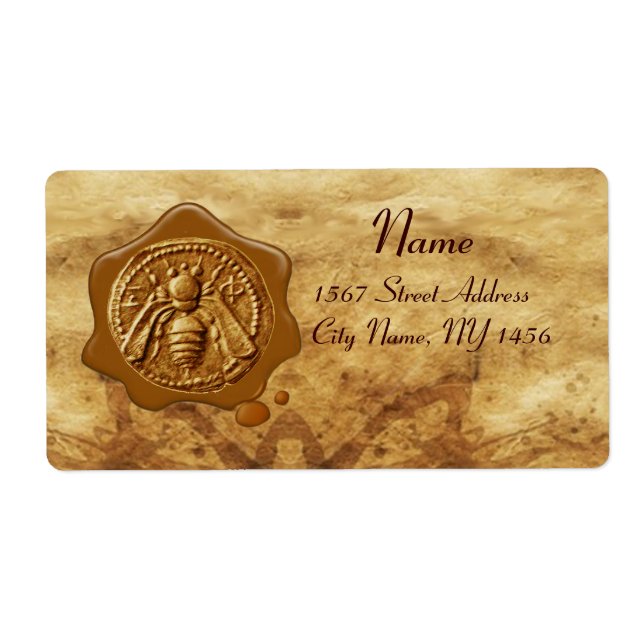 Etiqueta HONEY BEE ,BEEKEEPER WAX SEAL,Brown Parchment (Frente)