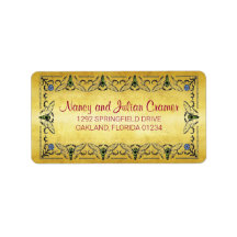 Honey Bee Border Faux Dourado Leaf Address