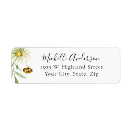 Etiqueta Honey Bee Daisy Bridal Shower Return Address Label