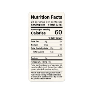 Etiqueta Honey Nutrition Facts Address Label Ivory