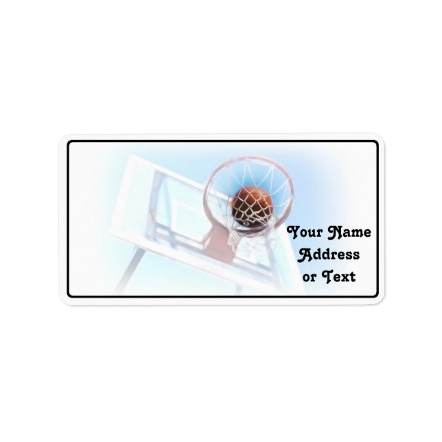 Etiqueta Hoop de basquete com basquete (Frente)