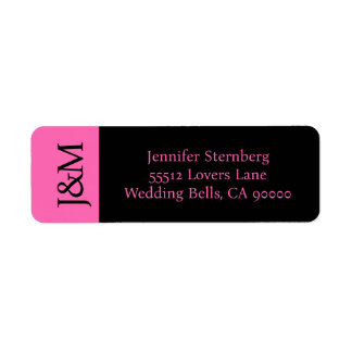 Etiqueta Hot Pink and Black Wedding Return Address Label