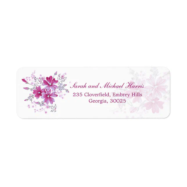 Blush Pink Watercolor Flowers Return Address Label, Zazzle