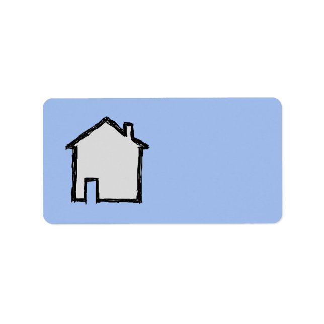 Etiqueta House Sketch. Preto e Azul. (Frente)