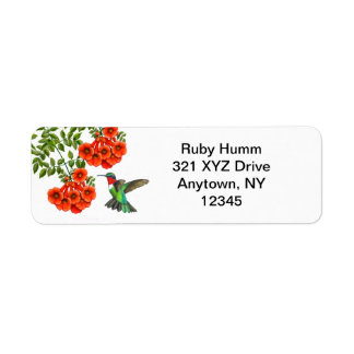 Etiqueta Hummingbird Ameaçado de Ruby Personalizável no Tro