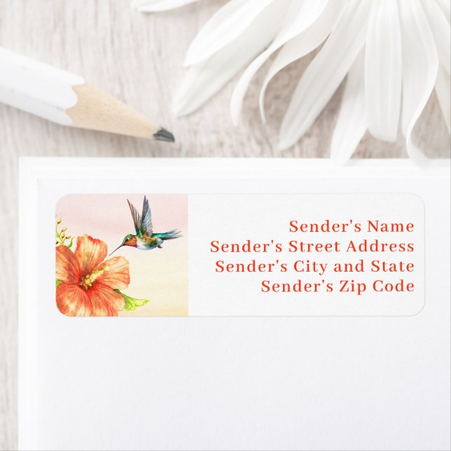 Etiqueta Hummingbird e Flor de Hibiscus (Insitu)