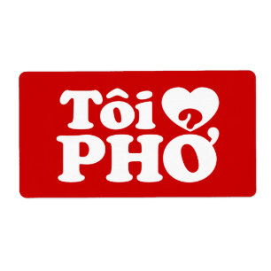 Etiqueta I Heart (Love) Pho (Tôi9PHỞ) Língua vietnamita
