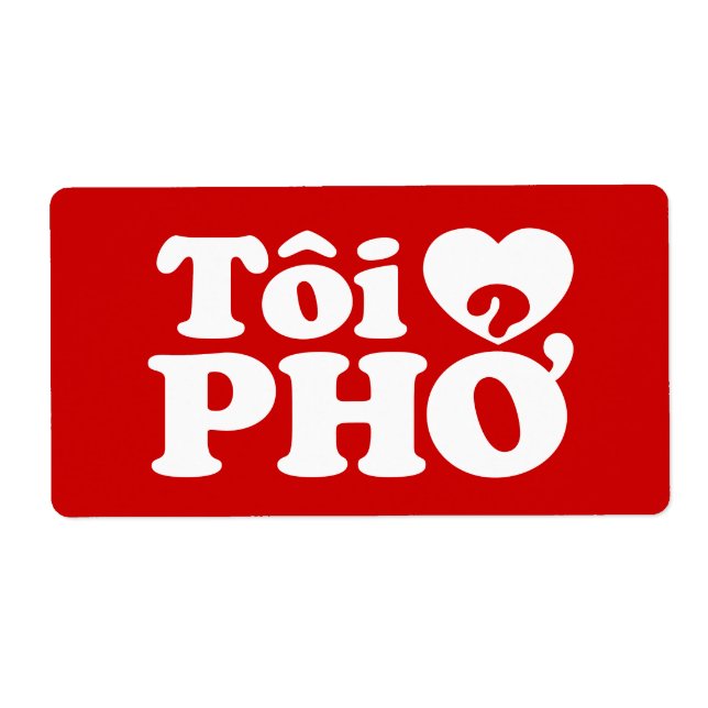 Etiqueta I Heart (Love) Pho (Tôi9PHỞ) Língua vietnamita (Frente)