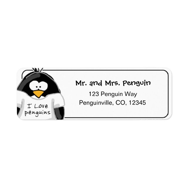 Etiqueta I Love Penguins return address label (Frente)
