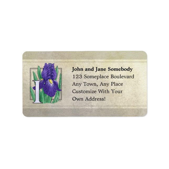 Etiqueta I para Iris Flower Monograma (Frente)