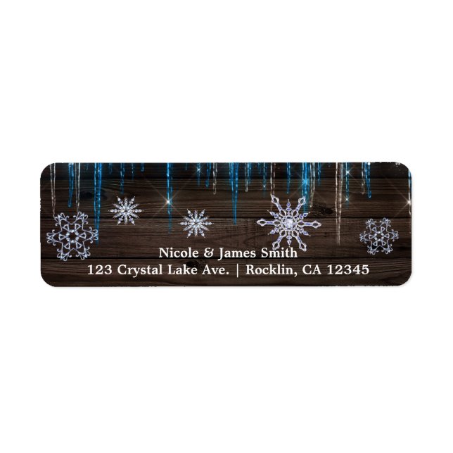 Etiqueta Icicles Winter Wonderland Wood Snowflakes congelad (Frente)