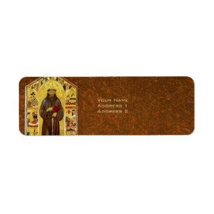 Etiqueta Ícone religioso medieval de Francisco de Assis do