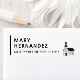Etiqueta Igreja Clássica Personalizável Preto e Branco Fé