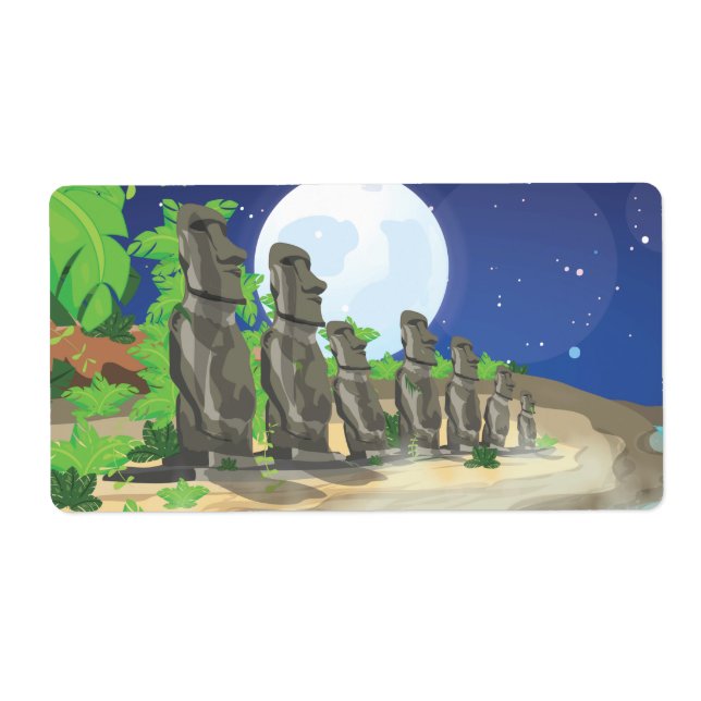 Etiqueta Ilha de Páscoa Moai (Frente)