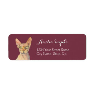 Etiqueta Ilustração calva da aguarela do gato de Sphynx
