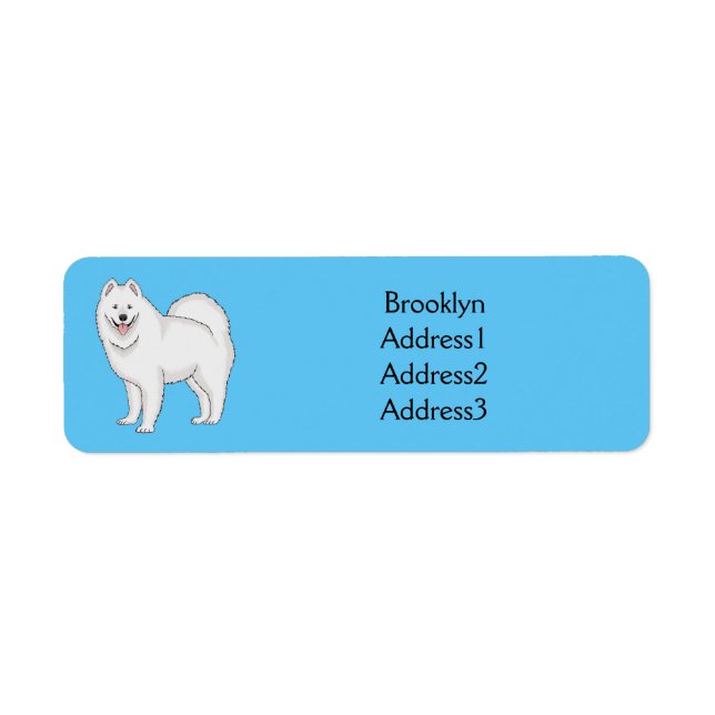 Etiqueta Ilustração de desenho animado com cão Samoyed (Frente)