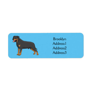 Etiqueta Ilustração de desenho animado de cão rottweiler