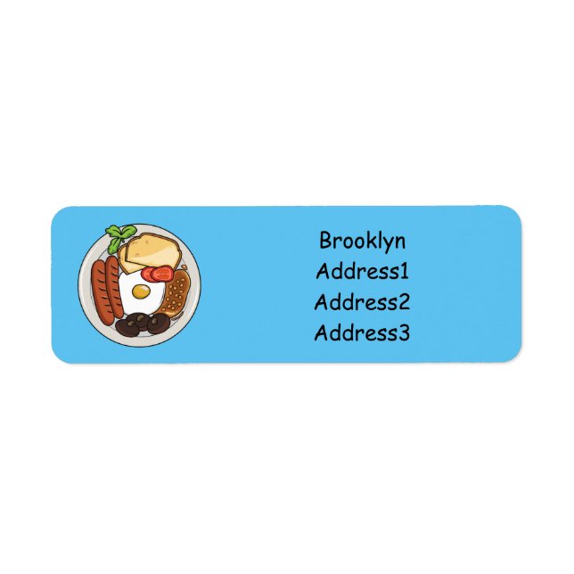 Etiqueta Ilustração de desenho animado do café da manhã em  (Frente)