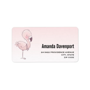 Etiqueta Ilustração de Flamingo Cor-de-Rosa