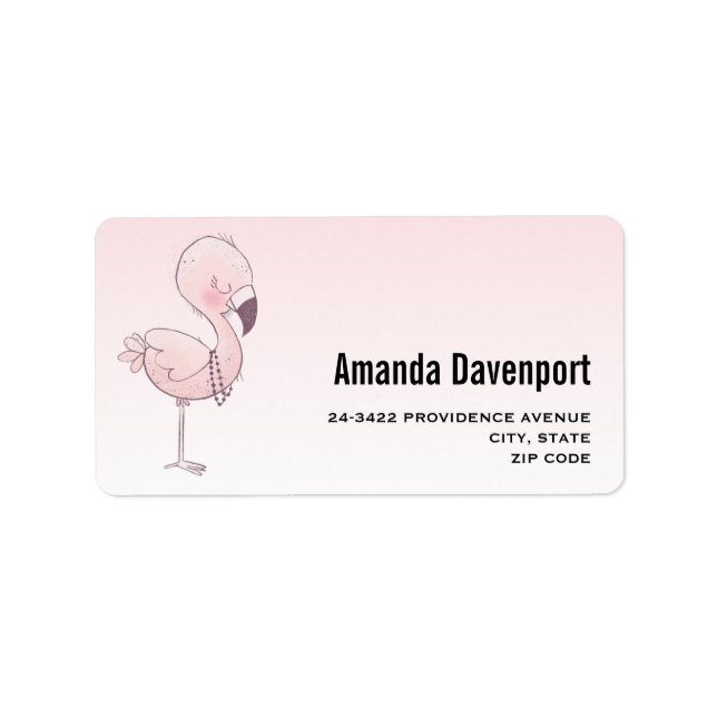 Etiqueta Ilustração de Flamingo Cor-de-Rosa (Frente)