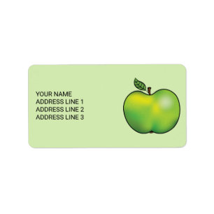 Etiqueta Ilustração de Maçã de Cartoon Verde com Texto Pers
