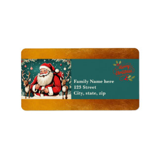 Etiqueta Ilustração Faux Vintage Santa Claus ReAdL1