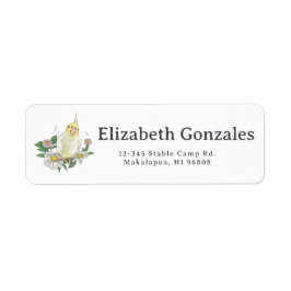 Etiqueta Ilustração Floral de Cacatua Fofa
