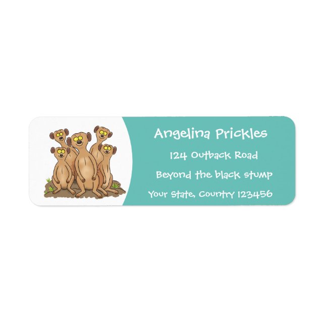 Etiqueta Imagem animada da família Meerkat (Frente)