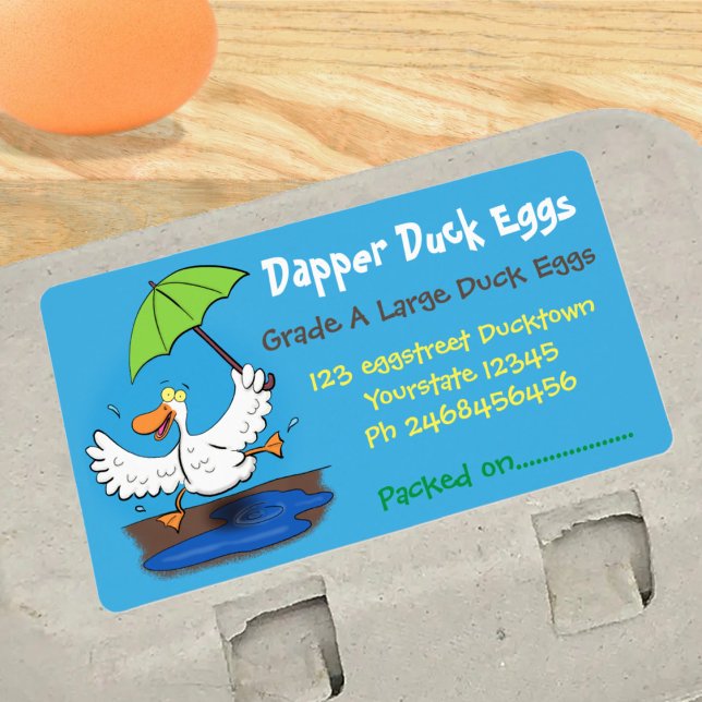 Etiqueta Imagem de desenho animado de pato engraçado (Duck egg carton labels in cute cartoon style will add fun to your fresh produce.)